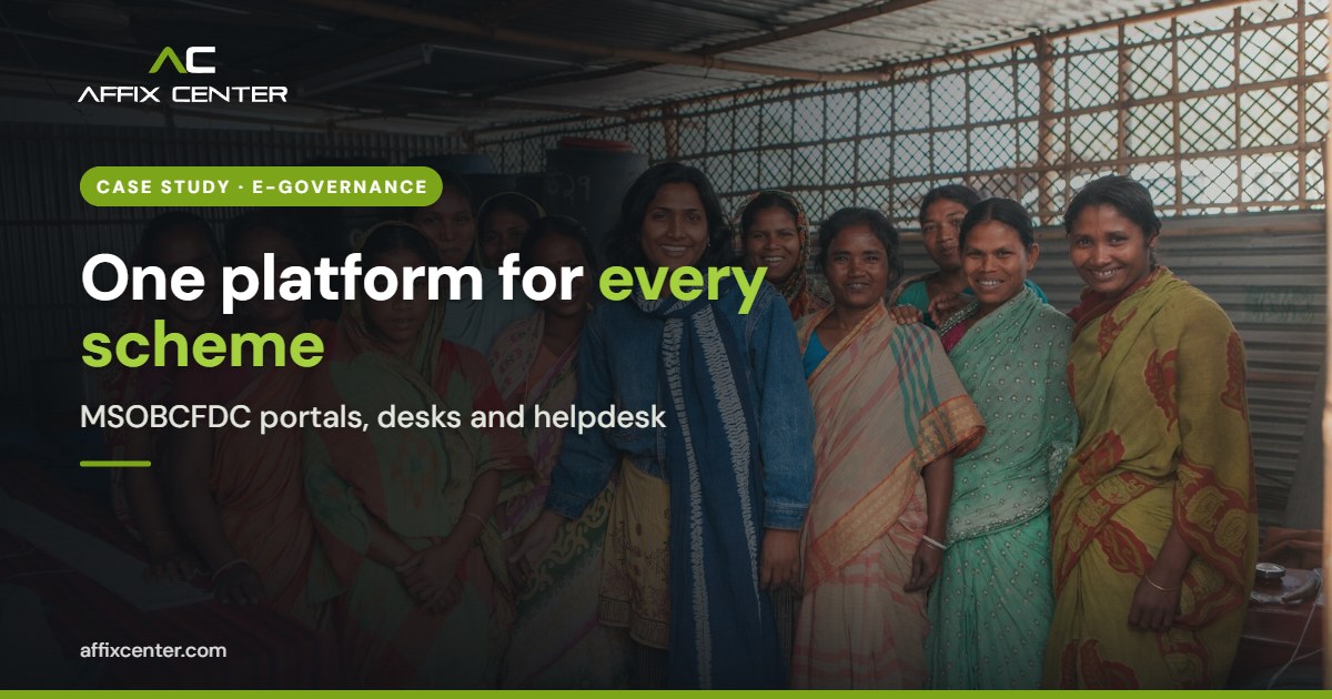 Women beneficiaries of a self-help group, representing MSOBCFDC scheme portals built by Affix Center