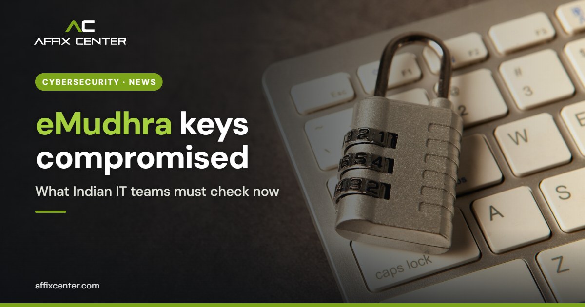 Padlock resting on a computer keyboard, illustrating the eMudhra certificate key compromise
