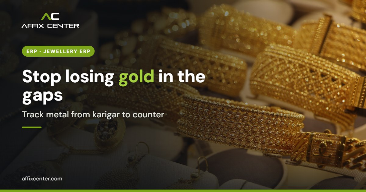 Gold jewellery on display in a store, for a guide to jewellery ERP software
