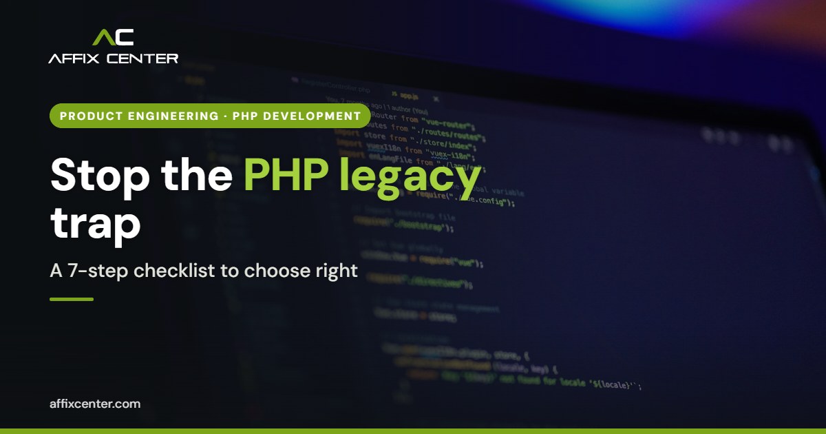Laptop screen showing colourful code, illustrating choosing a PHP web development company